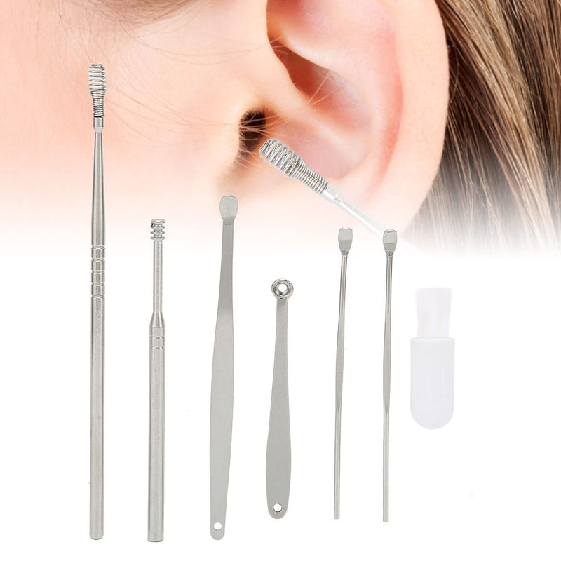 Earpick Ear Wax Remover Set, 7-In-1 Spring Earwax Cleaner Set, Portable Stainless Steel Ear Pick Set For Ear Cleaning, Earwax Remover Tool With Cleaning Brush And Storage - NewNest Australia