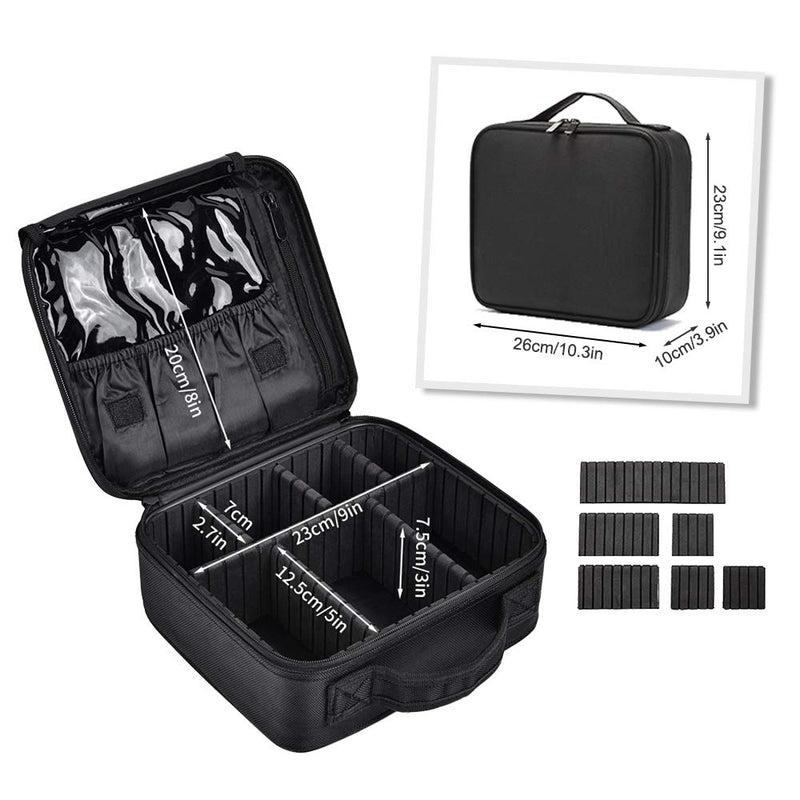 Makeup Bag,LOSMILE Travel Make-Up Bag Large Cosmetic Bags Professional Cosmetic Organiser Case Makeup Artist Train Cases Waterproof Vanity Cases Beauty Box with Adjustable dividers.(Black-l) Black-l - NewNest Australia