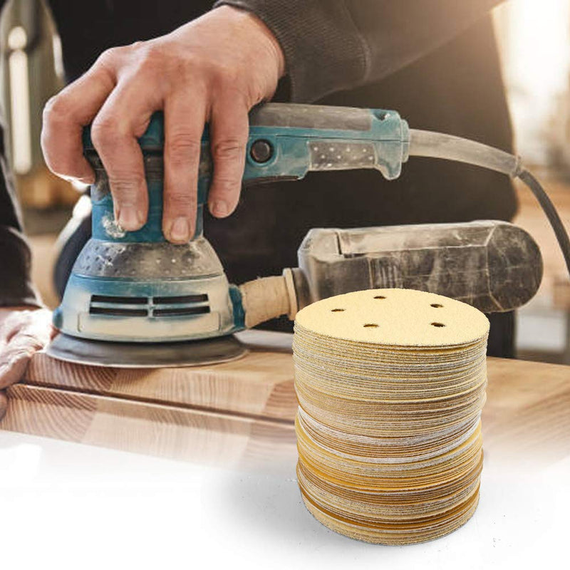 LotFancy 5 Inch 5 Holes Sanding Discs - 100PCS 60 80 120 180 220 320 400 600 800 1000 Grit Assorted Sandpaper, Random Orbital Sander Sandpaper, Hook and Loop Round Sand Paper 60-1000 Grit - NewNest Australia