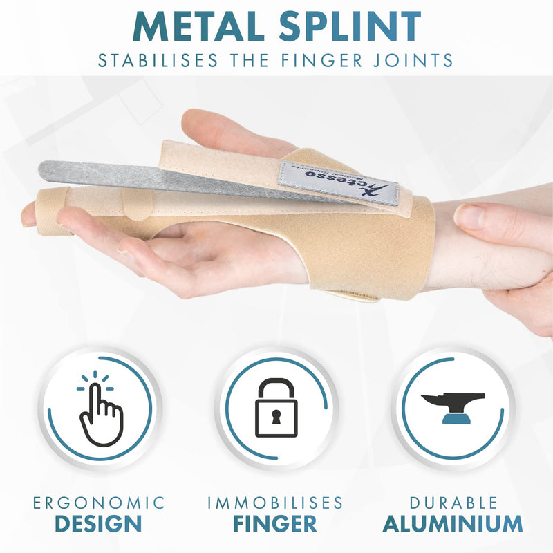 Actesso Enhanced Broken Finger Splint - Support for Trigger, Mallet, Arthritis, RSI (Repetitive Strain Injury), Small Middle Index Ring (One Size, Beige) One Size - NewNest Australia