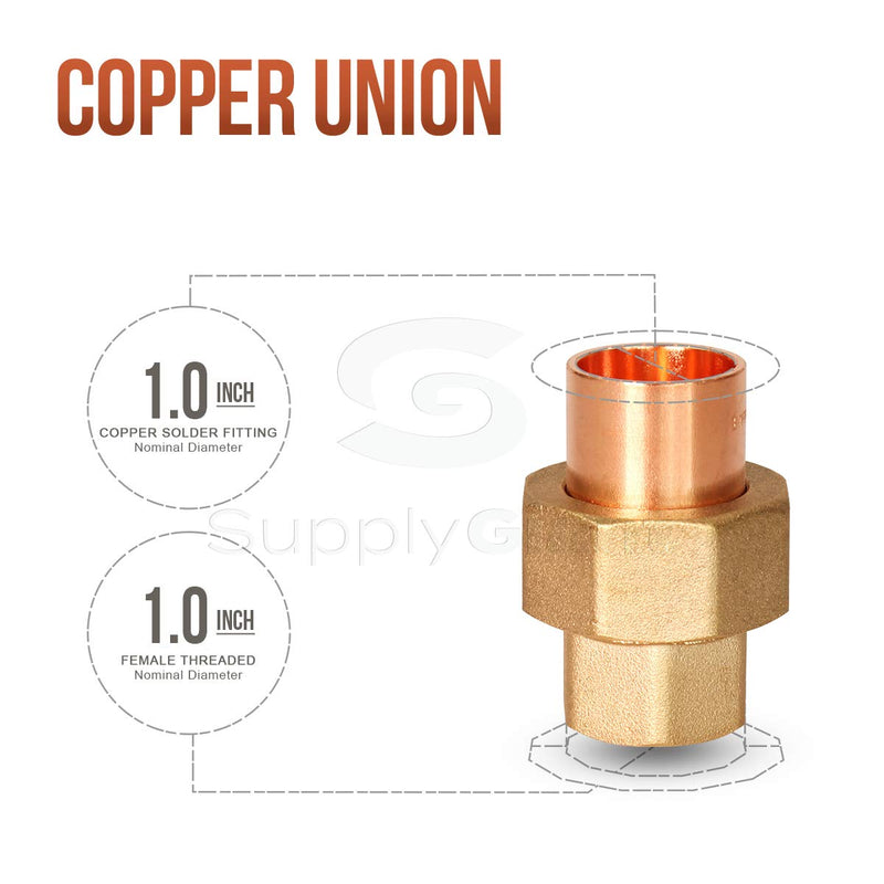 Supply Giant DDGV0001 1" Lead Free Copper Union Fitting with Sweat to Female Threaded Connects - NewNest Australia