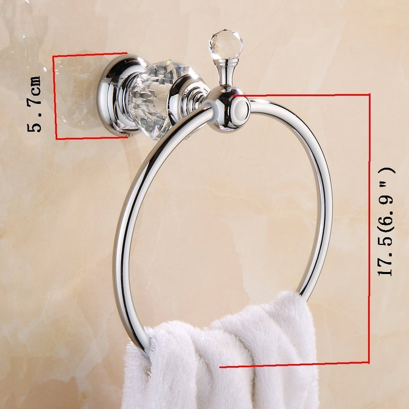 Nokozan Luxury Crystal Series Chrome Fished Batrhoom Towel Ring Holder Wall Mouted - NewNest Australia