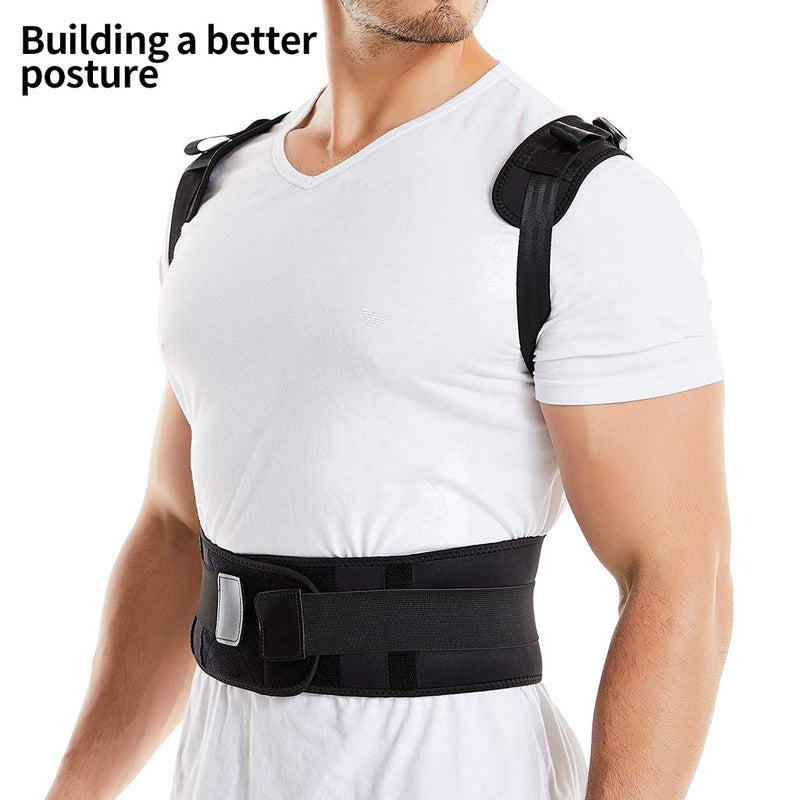 Back Brace, Lumbar Shoulder Posture Corrector for Upper and Lower Back, Spinal Support for Women and Men, Adjustable Neoprene Belt Strap for Relief Back Pain (Large) L (Pack of 1) - NewNest Australia