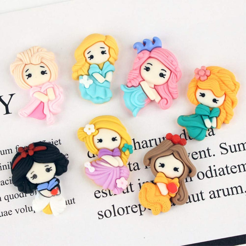 Yontree 15pcs Mixed Resin Flatback Cartoon Princess Charm Cute Ornaments DIY Phone Crafts Scrapbooking Decoration Jewelry Making - NewNest Australia