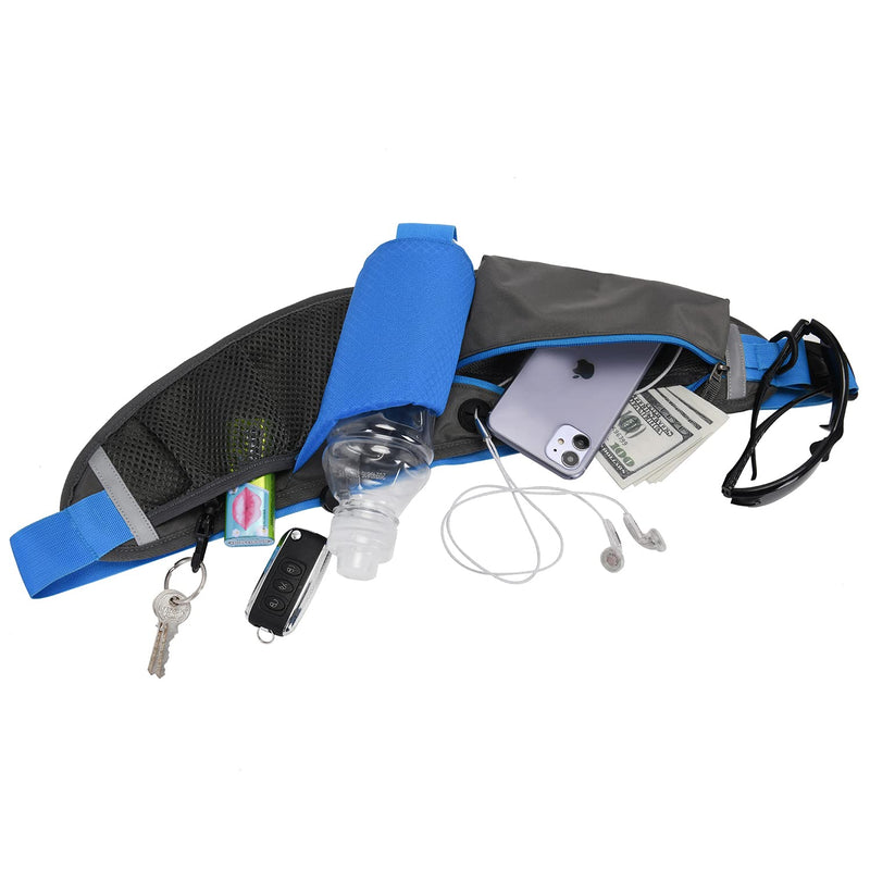 CLAPE Hydration Running Belt Lightweight Waist Pack for Men Women Fanny Pack with Water Bottle Holder for Running Walking Hiking No-Bounce Fit All Waist Sizes & All Phone Models OT07-Blue - NewNest Australia
