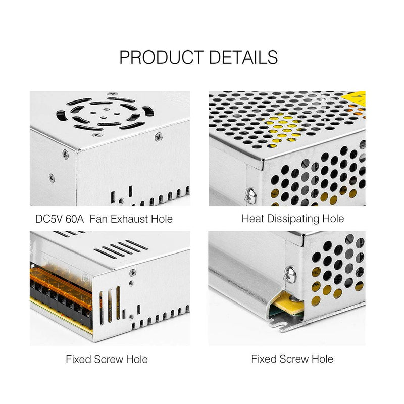 BTF-LIGHTING AC100-240V to DC5V20A Max100W Suit DC5V1A~DC5V20A Switching Power Supply Device Transformer Power Adapter Converter Jack for WS2812B WS2811 WS2813 SK6812 etc LED Strip/String/LED Matrix 5V20A 100W - NewNest Australia