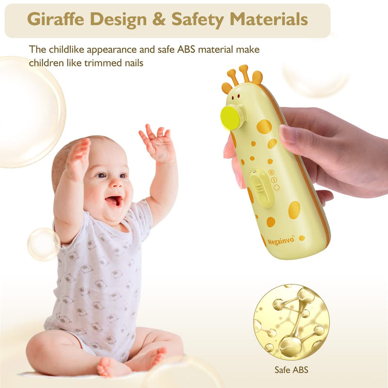 Baby Nail Trimmer Electric,Megainvo 13 in 1 Safe Baby Nail File with 10 Grinding Heads, Whisper Quiet, LED Light Baby Nails Clippers Electric for Baby Newborn Toddler Fingers&Toenails Kits, Orange - NewNest Australia