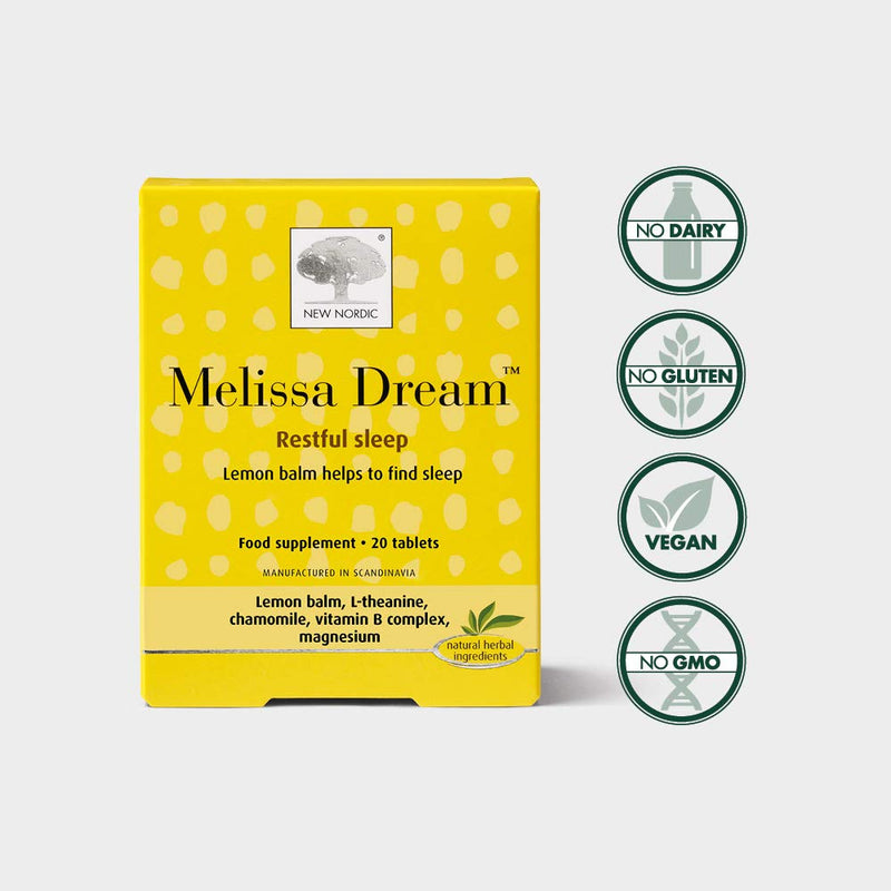 New Nordic Melissa Dream Herbal Sleeping Tablets 20 Pack - Natural Insomnia Relief - Natural Sleep Aid Tablets - Vegan Herbal Sleeping Tablets for Adults - NewNest Australia