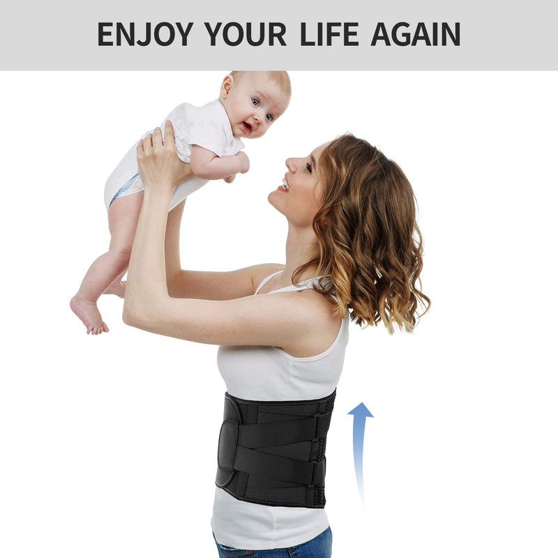 ABYON Back Support Belt, Back Brace Breathable and Adjustable for Lower Back Pain Relief, Lower Back Support for Men and Women Herniated Disc, Sciatica, Scoliosis (Black, M: 35.4"-41.3") Black - NewNest Australia