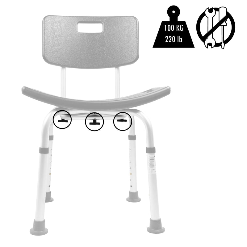 Pepe Shower Chair For Seniors With Backrest, Shower Stool, Height Adjustable, Bathroom Stool For Shower, Shower Seat, Black, Bath Stool, Bathroom Chair With Backrest, Tool-Free Assembly - NewNest Australia