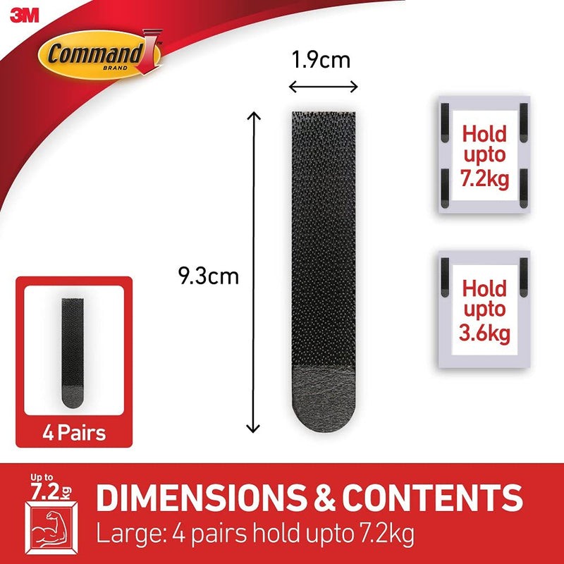 Command Picture Hanging Strips Heavy Duty, Large, Black, Holds 16 lbs, 4-Pairs (17206BLK-ES) - NewNest Australia