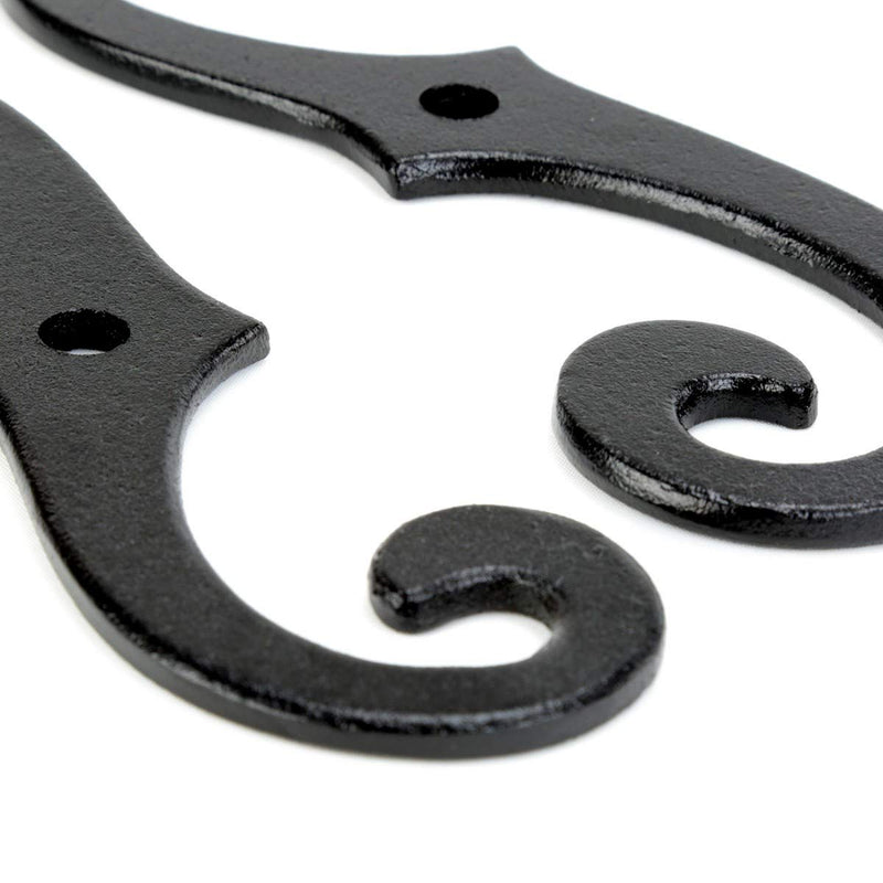 Renovators Supply Black Shutter Dog Holders 6.5 Inches Long Antique Decorative S Style Solid Aluminium Black Rust Resistant Powder Coated External Shutter Tieback Hardware Including Mounting Screws - NewNest Australia