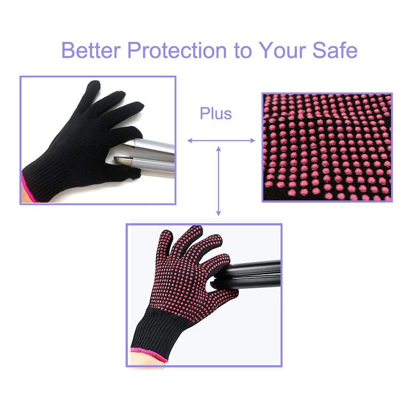 Professional Heat Resistant Glove Non Slip Silicone Bump for Hair Styling Heat Blocking for Curling, Flat Iron and Curling Wand Suitable for Left and Right Hands, 1 Piece - NewNest Australia
