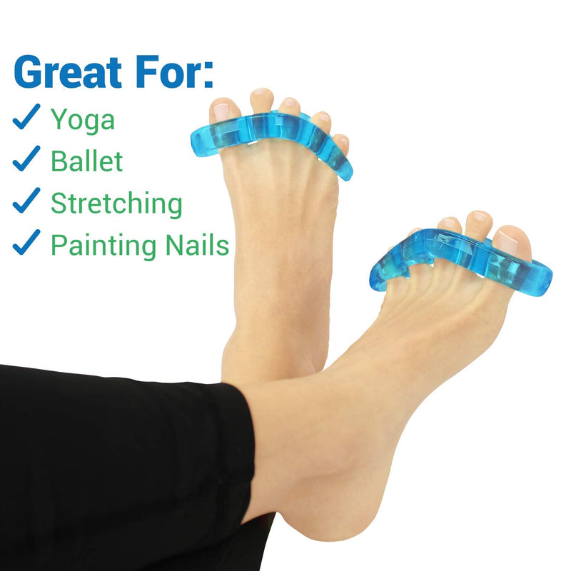 ViveSole Toe Stretchers (4 Pieces) - Silicone Gel Separators - Therapeutic Spa Spreaders for Plantar Fasciitis, Bunions, Overlapping Hammer Toe Spacers - Metatarsal Yoga Cushion Blue Small (4 Count) - NewNest Australia