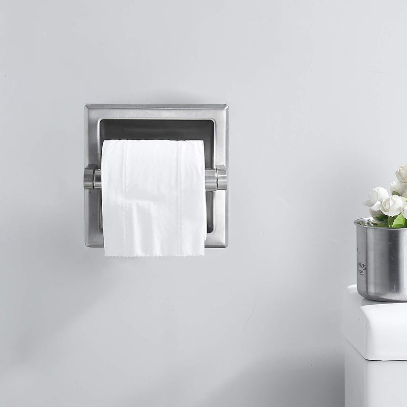 Top Taste Brushed Nickel Recessed Toilet Paper Holder Wall Toilet Paper Holder，Modern Style Recessed Tissue Roll Dispenser for Bathroom- Recessed Toilet Tissue Holder Includes Rear Mounting Brack - NewNest Australia