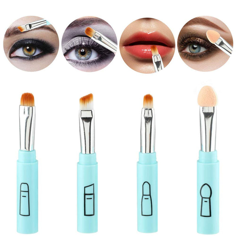 3 Pcs Makeup Brushes 4 In 1 Retractable Travel Portable Make Up Brushes-Lip Brush Eyeshadow Sponge Eyeshadow Eyebrow Brush Combination Design Cosmetic Make-up Brush Set - NewNest Australia
