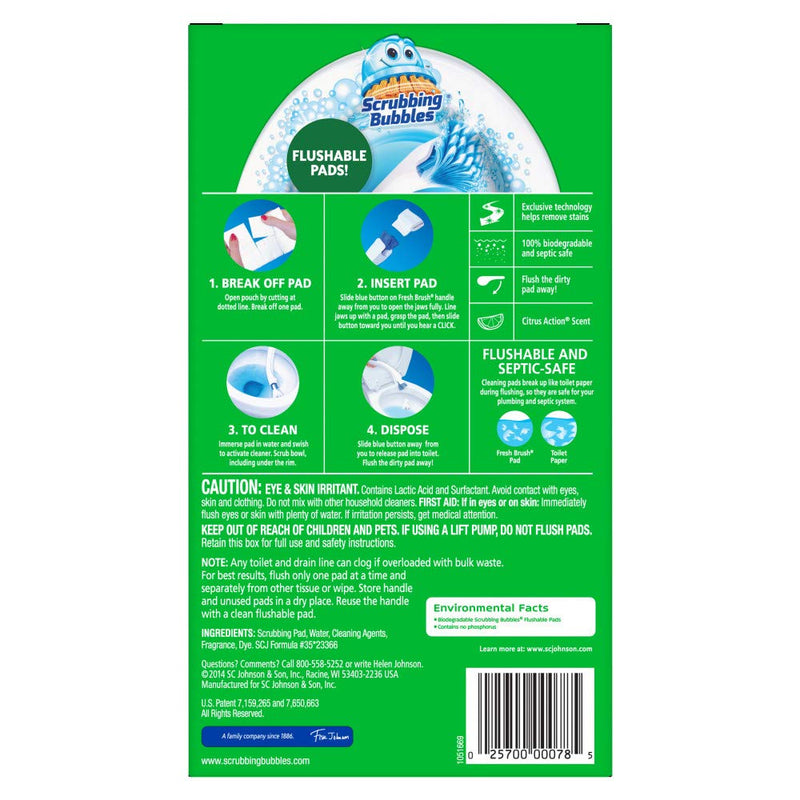 Scrubbing Bubbles Fresh Brush Flushables Refill, Toilet and Toilet Bowl Cleaner, Eliminates Odors and Limescale, Citrus Action Scent, 20 ct Pack of 1 - NewNest Australia