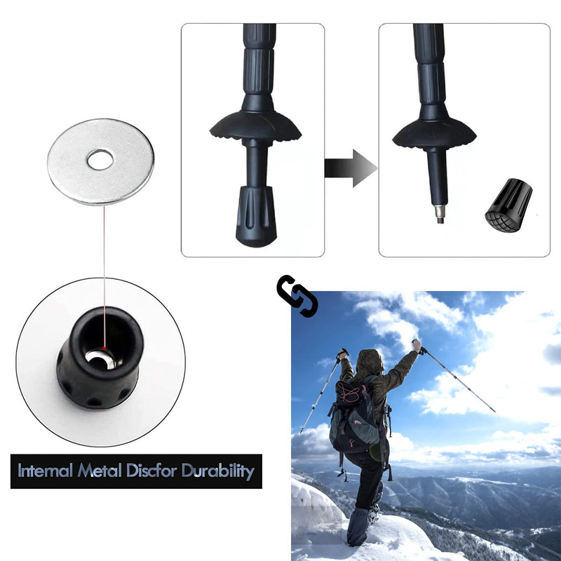 10pcs Walking Stick Rubber Tips,Walking Pole Ferrules With Shock Absorption,Spare Replacement Rubber Cane Tips Protectors Accessories,For Hiking Camping Climbing (11mm,Black) - NewNest Australia