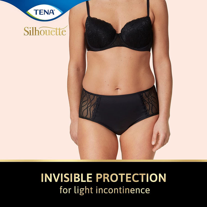 TENA Silhouette - Women's Washable Incontinence Pants - Soft and Stretchy - Black - 3X Protection for Light Leaks, Dry and Secure with Odour Control - Pack of 1, Black, Size XL - NewNest Australia