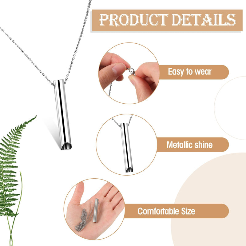 Photect 4 Pcs Anxiety Relief Necklace, Mindful Breathing Necklace Stainless Steel Portable Deep Breathing Exercises Necklace for Men Women Meditation Stress Relief Silver - NewNest Australia