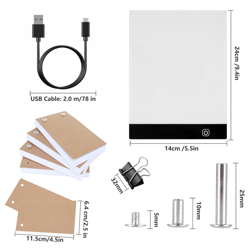 Flip Book Kit with Light Pad - A5 LED Light Board/Box & 320 Sheets Flipbook for Andymation | Drawing | Tracing | Sketching, Flip Books Paper with Holes & Binding Screws - NewNest Australia