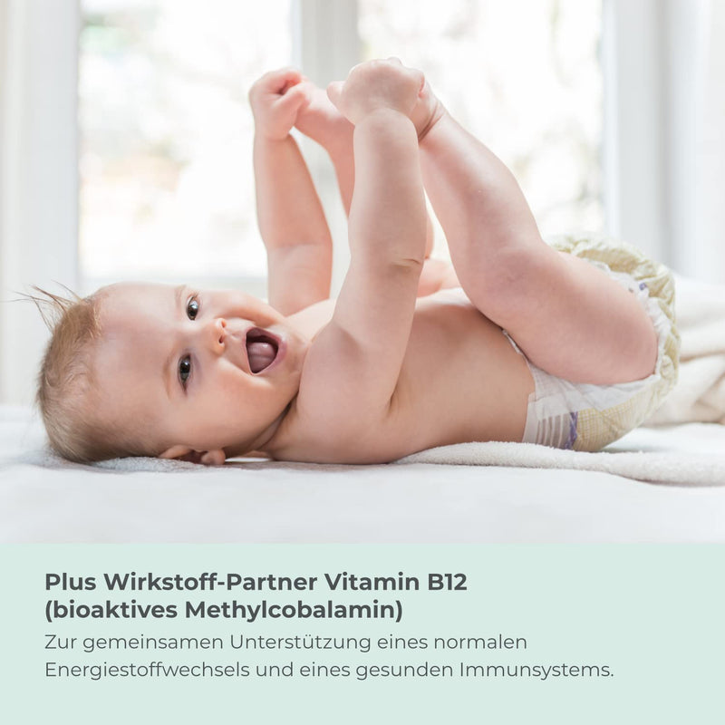 Folic acid tablets - High dose with 800 μg folate (metafolin) and 25 μg vitamin B12 per tablet - 180 vegan tablets in a 6-month supply - With 5-MTHF, the best usable vitamin B9 - NewNest Australia