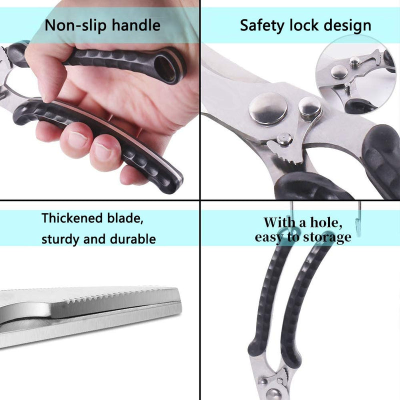 Kitchen Chicken Bone Shears, Stainless Steel Kitchen Scissors, Sharp Poultry Shears, Poultry Scissors with Non Slip Handle, for Cutting Chicken, Bone, Fish, Meat, Vegetable - NewNest Australia