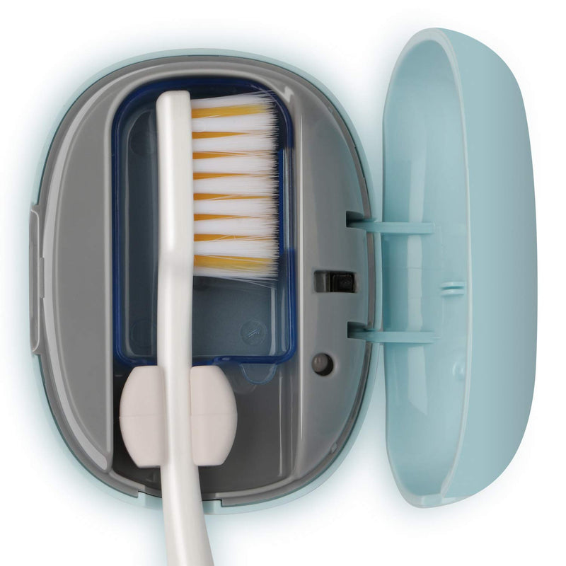 NewWay Mini Toothbrush Sterilizer Cover Rechargeable Travel Toothbrush Case with Holder for Houshold and Traving or Business Trip Blue - NewNest Australia