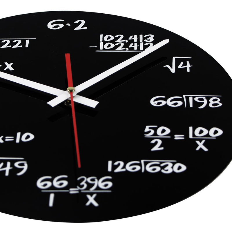 NewNest Australia - AKAHA Math Clock 12-Inch - Unique Art Design - Mathematical Equations Wall Clock for Classroom, Home, Office. 