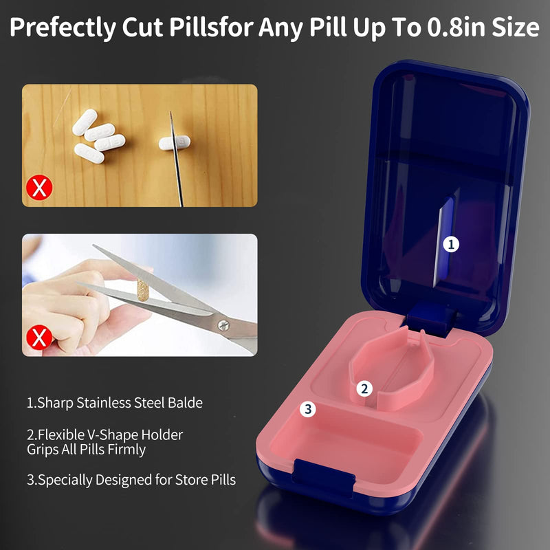 Tapsin Tablet Divider For Large And Small Tablets, Improved Silicone Material, Portable Pill Cutter With Sharp Blades, For Pill Vitamin Medicine In Half Quarter Cutting - NewNest Australia
