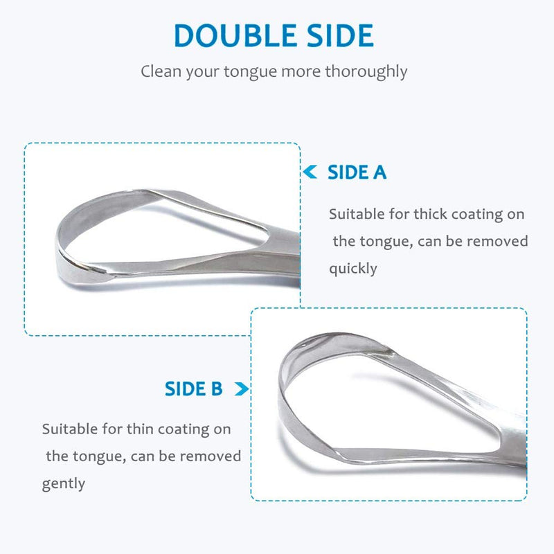 Cafhelp 2-Pack Tongue Scraper, 100% Useful Surgical Stainless Steel Tongue Cleaner for Both Adults and Kids, Professional Reduce Bad Breath Metal Tongue Scrapers, Help Your Oral Hygiene (with 2 cases) - NewNest Australia
