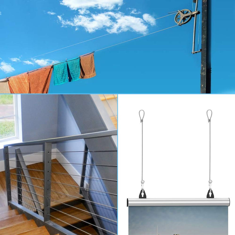 Amadget Stainless Steel Wire Rope, 316 Marine Grade Cable Railing Kit, Aircraft Wire Rope & Picture Hanging Kit for Railing, Decking, DIY Balustrade, Boat Marine Hardware (1/8" x 33 Feet) 1/8" x 33 Feet - NewNest Australia