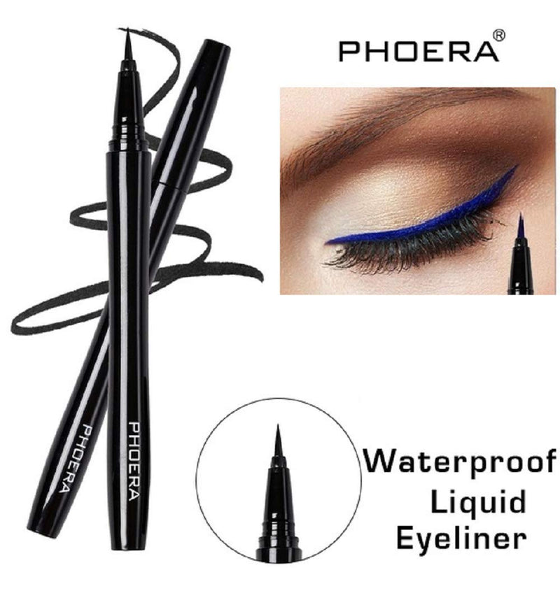 AQUAPURITY PHOERA® WATERPROOF LIQUID EYELINER PEN BROWN BLACK AND 4 MORE COLOURS SMUDGE PROOF EYE LINER LONG LASTING MAKEUP COSMETICS UK (101 jet black) 101 jet black - NewNest Australia