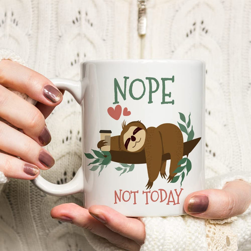 Yanprint Nope Not Today Funny Sloth Coffee Mug, Cute Sloth Gifts For Women men Friends Coworkers,Sloth Lover gifts Tea Cup 11oz - NewNest Australia