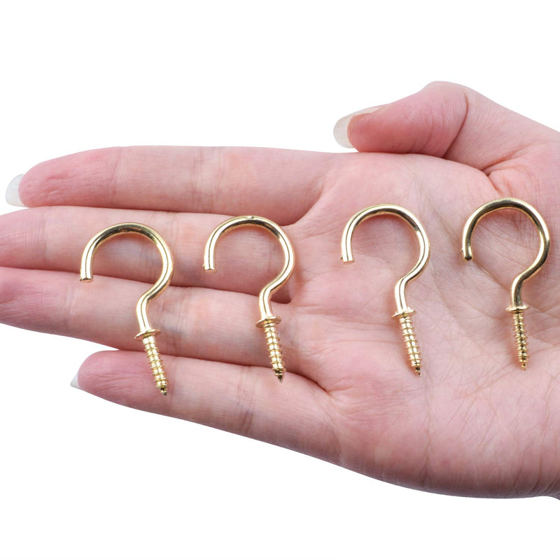 NewNest Australia - BronaGrand 100pcs Nickel Plated Metal Screw-in Ceiling Hooks Cup Hooks Gold 1inch 