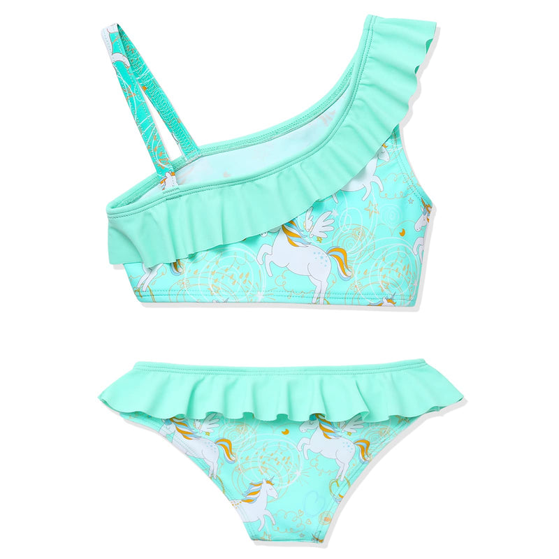 Phineein Girls Tankini 2-Piece Swimwear Tropical Fruit Heart Print Bikini Ruffle Bathing Suit 5T Green Unicorn - NewNest Australia