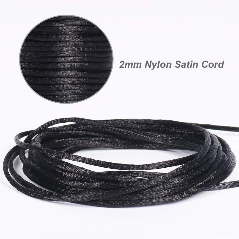Tenn Well Satin Rattail Nylon Cord,295 Feet 2mm Black Beading String for Macrame Bracelets, Necklaces, Jewelry Making, Arts and Crafts - NewNest Australia
