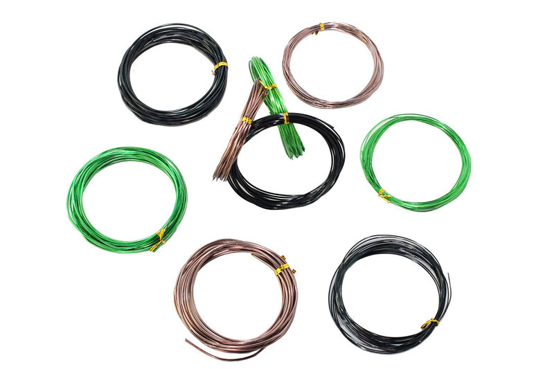 YOURSEE 9 Rolls Bonsai Wires, Anodized Aluminum Bonsai Training Wire with 3 Colors (Black, Brown, Green) and 3 Sizes (1.0 mm, 1.5 mm, 2.0 mm), Total 147 Feet black,green,brown - NewNest Australia