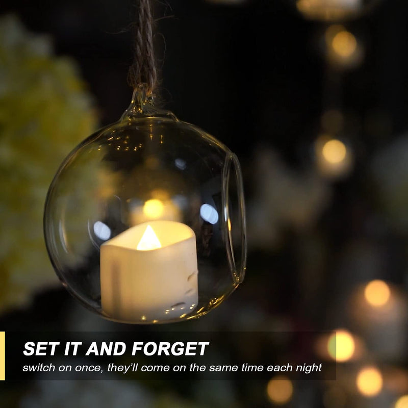 Homemory Battery Tea Lights with Timer Built-in, 6 Hours on and 18 Hours Off in 24 Hours Cycle Automatically, Pack of 12 Timing LED Candle Lights in Warm White, No Remote A-warm White - NewNest Australia