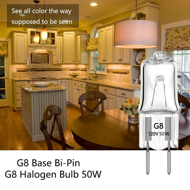AHEVO G8 Light Bulbs 50W 120V Halogen Light Bulb G8 Base Bi-Pin 50W T4 JCD Warm White Under Cabinet Puck Lighting Replacements,10Pack - NewNest Australia