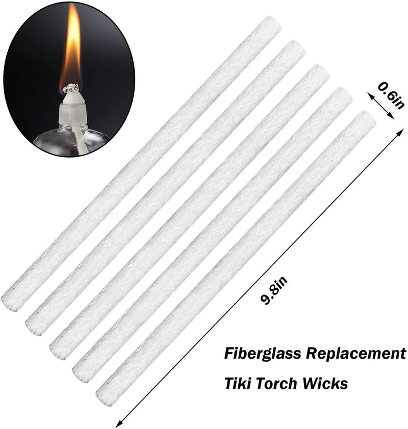 EBaokuup 20Pcs Long Life Fiberglass Replacement Wicks for Outdoor Tiki Torches Patio Lighting Garden Lights Oil Lamps-9.85Inch - NewNest Australia