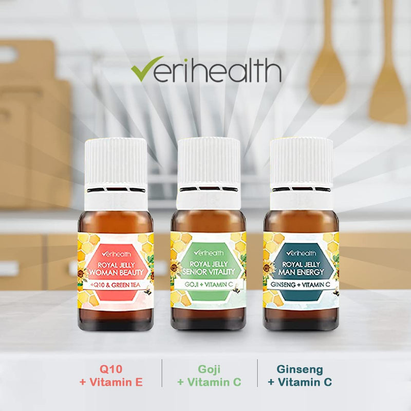 Verihealth Women Beauty - Royal Jelly With Vitamin E - 20 Bottles - Ideal For Maintaining Female Hormones - Leofilizada Provides Energy With Green Tea And Q10 Royal Jelly Freeze-Dried Woman - NewNest Australia