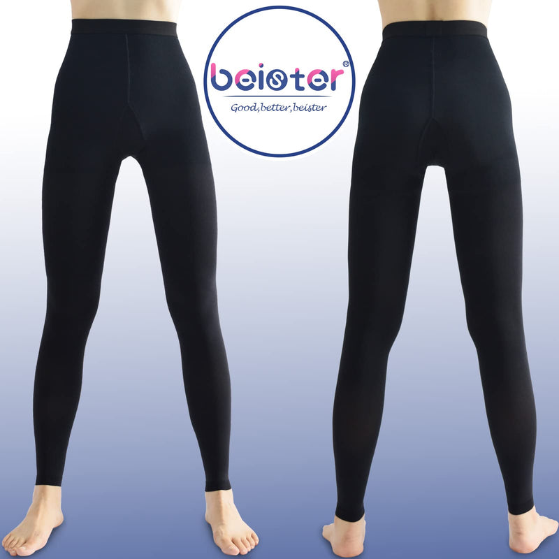 beister Medical Compression Pantyhose for Women & Men, 20-30mmHg Graduated Support Tights, Opaque Footless Waist High Compression Stockings for Varicose Veins, Edema, Flight Black XL - NewNest Australia