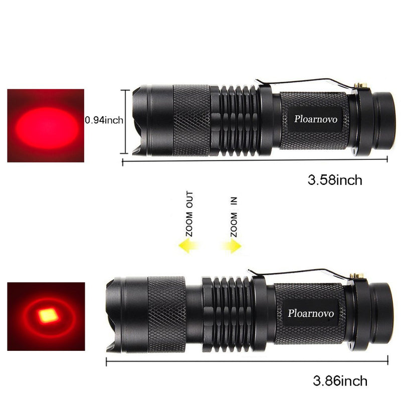 4 Pack Tactical Red LED Flashlight Red Torch Best Mini Red light Handheld Light - Portable, Zoomable, Water & Shock Resistant Red Flashlights with Clip For Fishing Hunting Detector Astrophotography 4 Pack Red Light - NewNest Australia