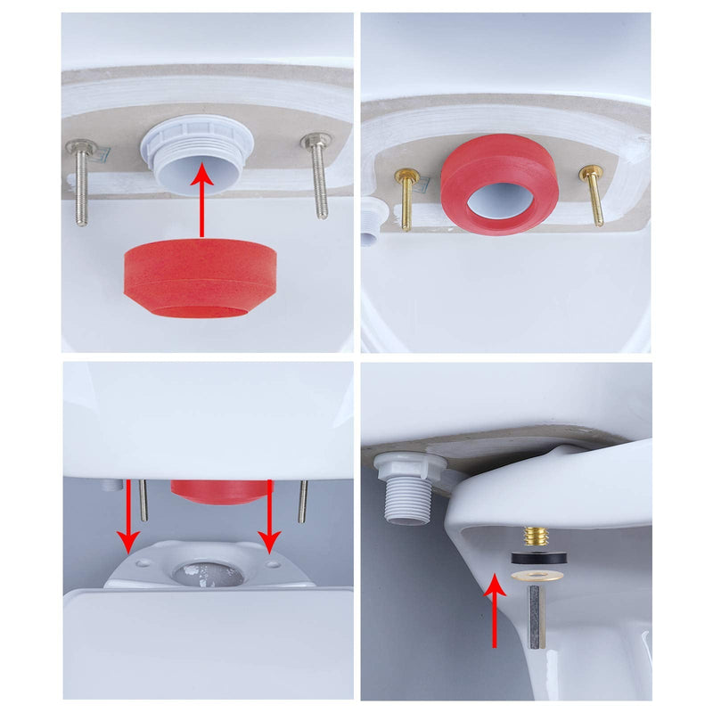 iFealClear Universal Toilet Tank To Bowl Gaskets &Bolt Kit,Hardware Fits Most 2-Inch/2.5-Inch Flush Valve opening Toilet Tanks-Red Bolts with 2 In Gaskets Red - NewNest Australia