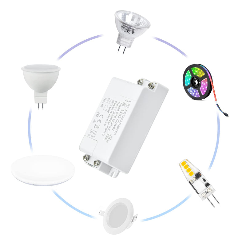 12V LED Power Supply - Lustaled 10W DC 12V LED Driver Transformer 110V AC to 12V DC Constant Voltage Switching Converter Waterproof IP22 for LED Strip Lights, CCTV, G4 MR11 MR16 LED Bulbs (2-Pack) 10W 12V-2 Pack - NewNest Australia