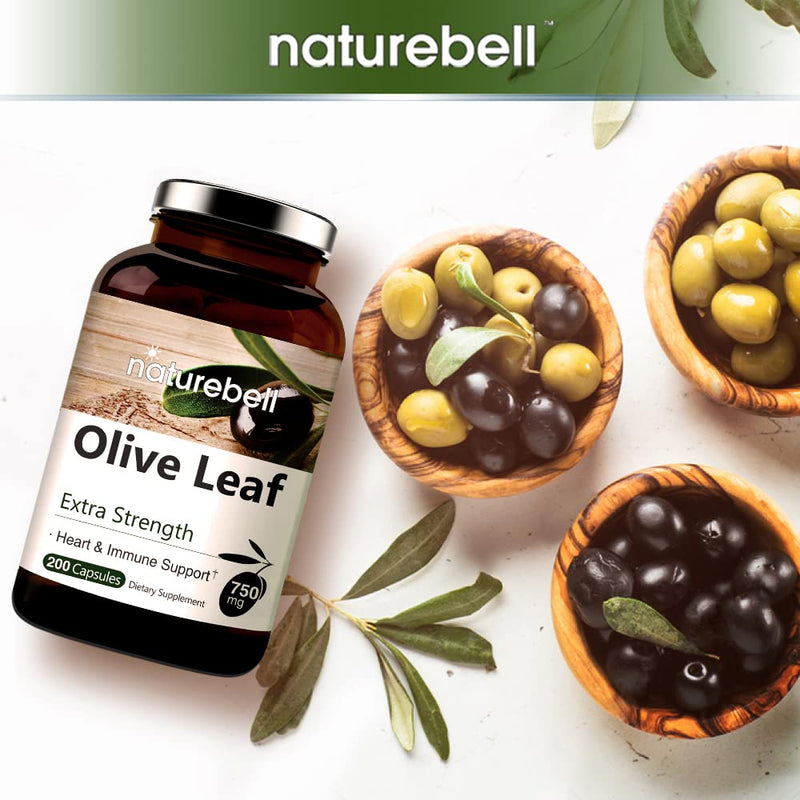 Olive Leaf Extract, 750mg Per Serving, Maximum Strength 20% Oleuropein, 200 Counts (200 Days Supply), Made with Olive Leaf for Immune and Cardiovascular Health Support, Non-GMO - NewNest Australia