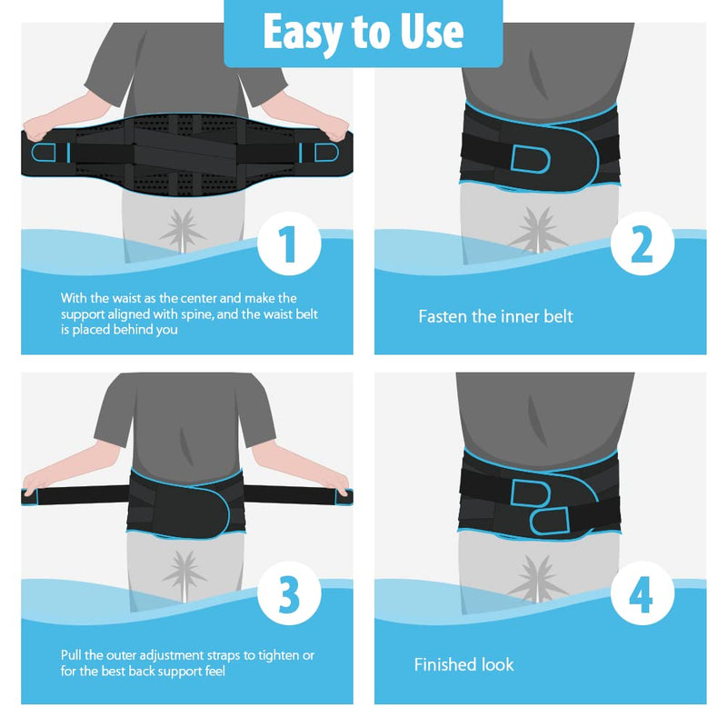 NEWGO Back Brace for Lower Back Pain Relief with 4 Stays, Breathable Back Support Belt for Men/Women, Lumbar Support Belt with Adjustable Support Straps for Herniated Disc, Sciatica, Scoliosis #1 - NewNest Australia