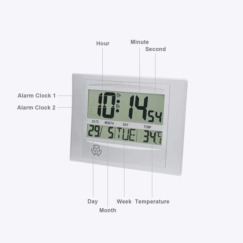 NewNest Australia - HeQiao Brushed Aluminum Digital Wall Clocks with Date (Luxury Silver) 