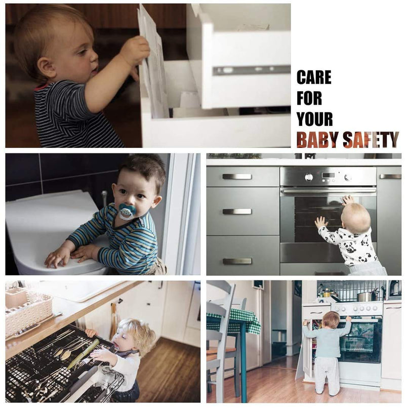 Safety Cabinet Locks for Babies & Child, 3 Pack of Adjustable Baby Proof Drawers, Cabinets, Oven, Toilet Seat Password Locks-2&6Pack of 3M Adhesive Sliding Door&Windows Latch -No Tool or Drill - NewNest Australia